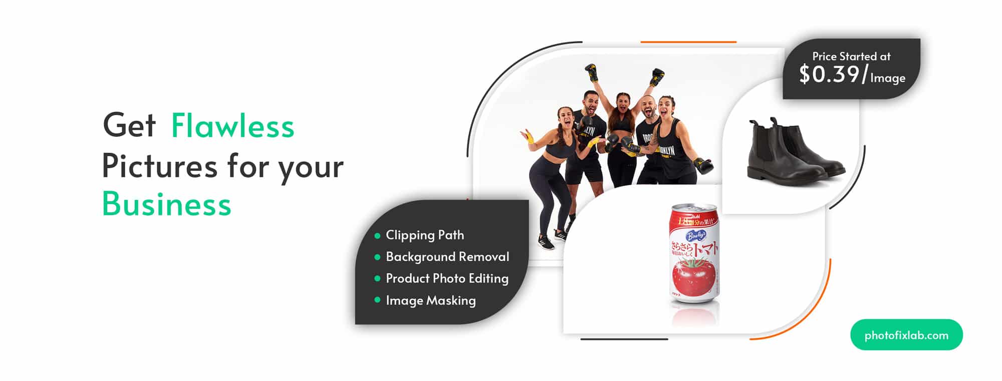 professional photo editing services banner with all products